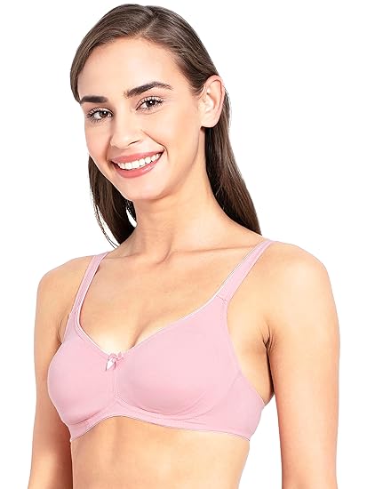 Jockey 1250 Women’s Candy Pink Wirefree Cotton Bra – Full Coverage 34D with Contoured Shaper & Adjustable Straps